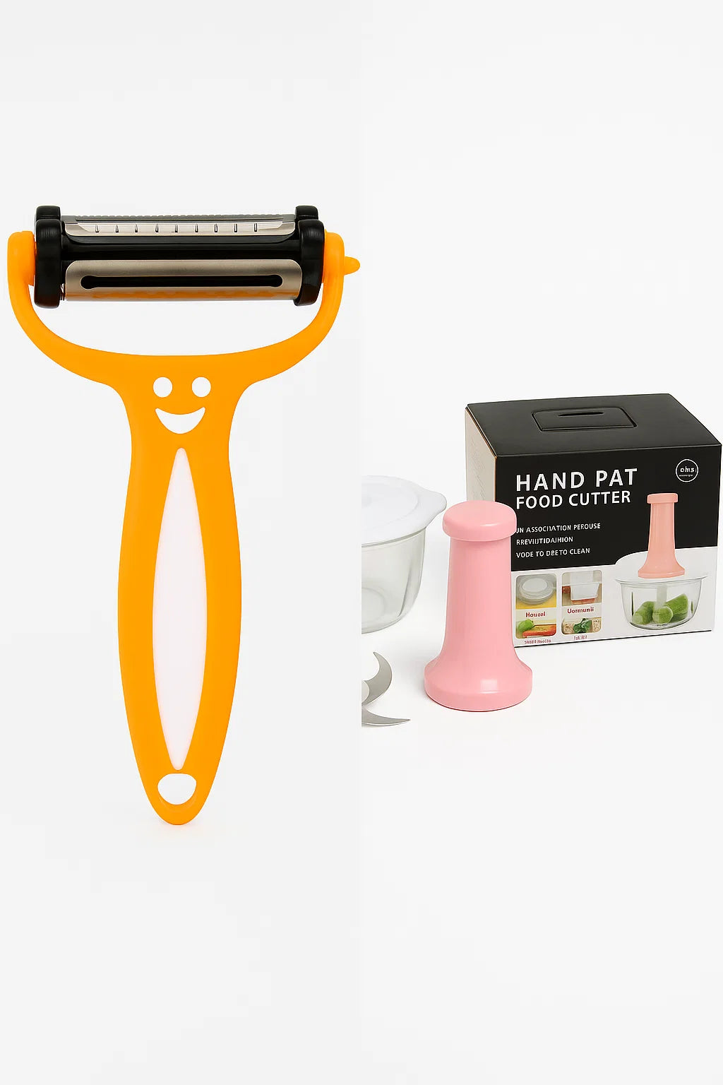 Hand Pat Food Chopper + 4 in 1 Peeler COMBO Deal