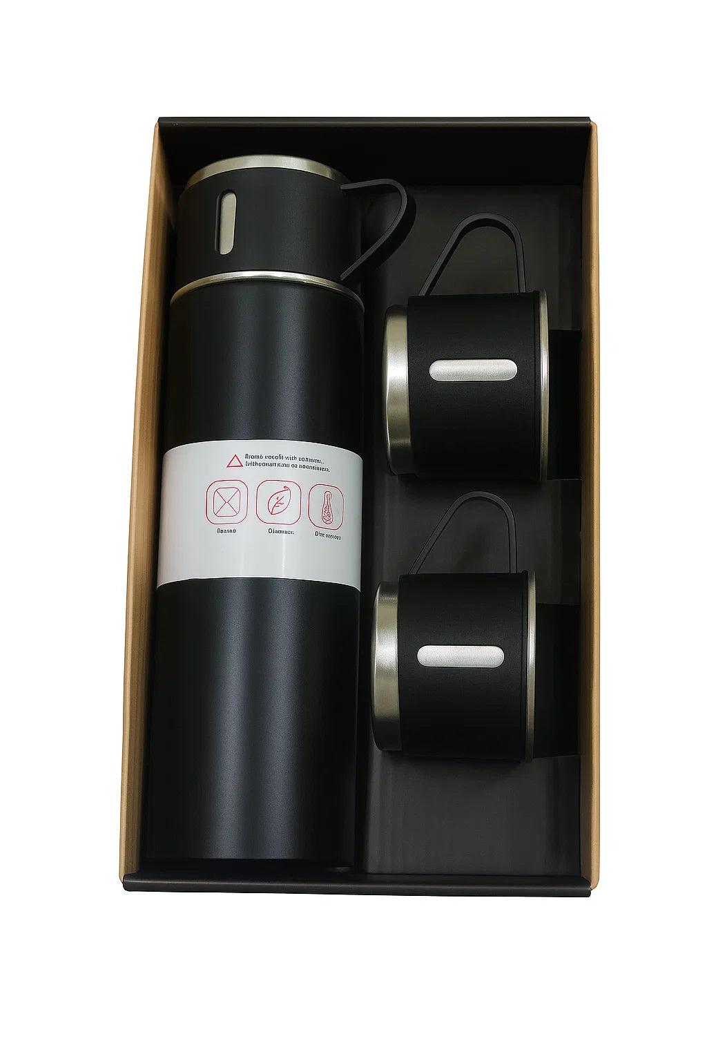 304 Stainless Steel Vacuum Flask 500ml with Two Cups – Hot & Cold Travel Water Bottle